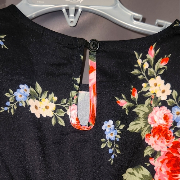 Toddler Girls Floral Print Pleated Hem Puff Sleeve Belted Dress - Picture 3 of 10